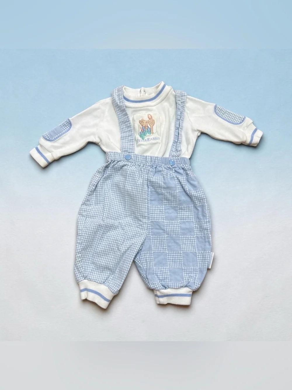 Vintage Peter Rabbit Baby Boy Overalls & Shirt Set Size 3 Months Beatrix Potter